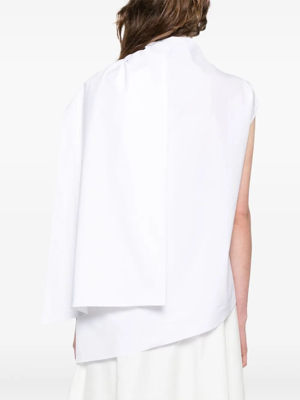 Camicia smanicata con colletto a stola