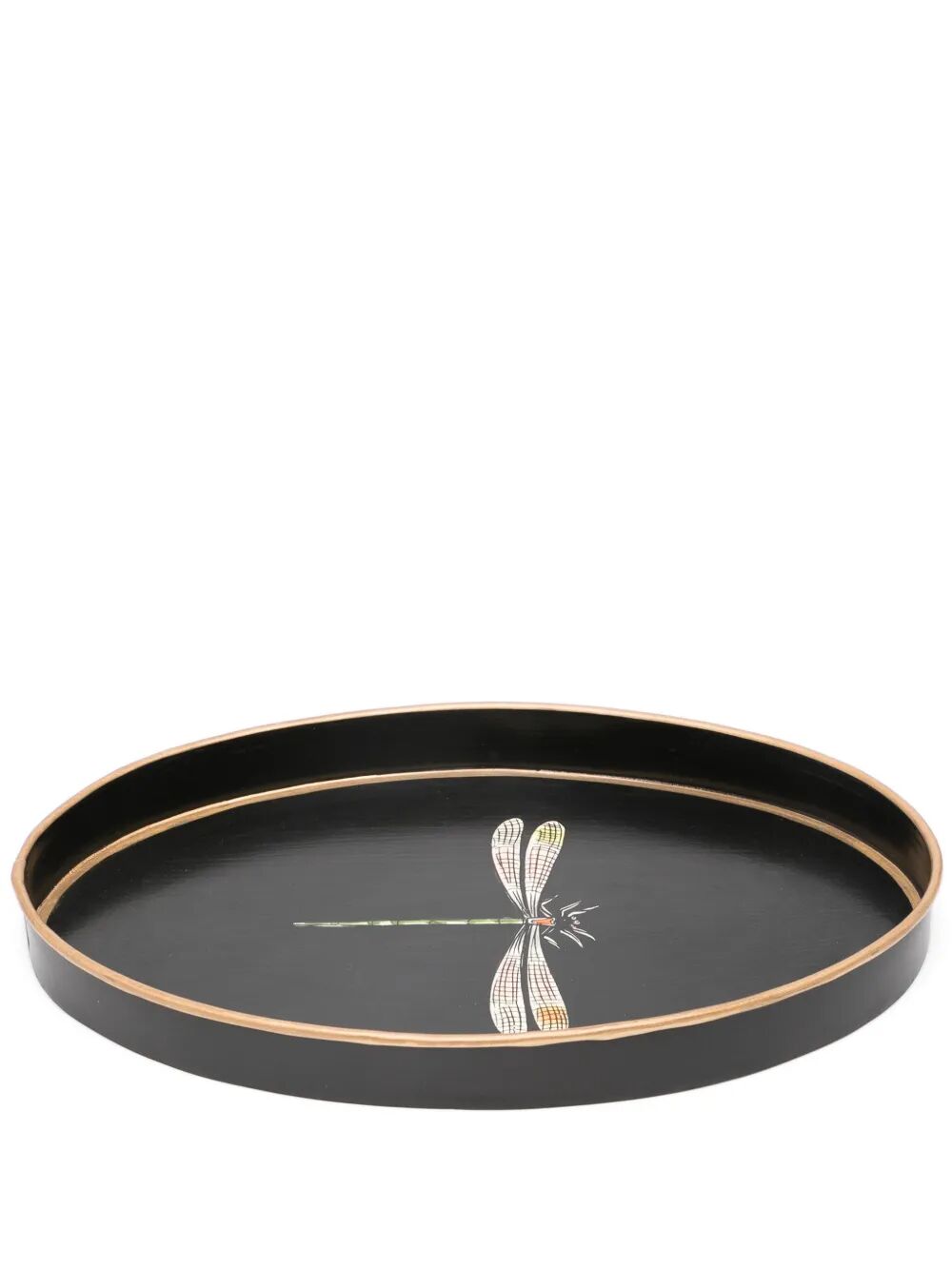 FLORA HAN PAINTED IRON TRAY BLACK DRAGONFLY