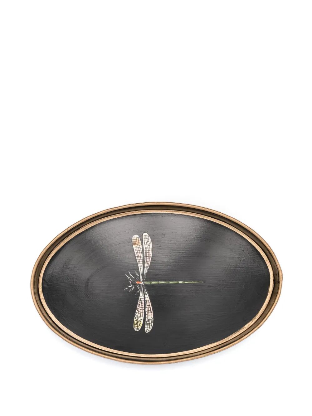 FLORA HAN PAINTED IRON TRAY BLACK DRAGONFLY