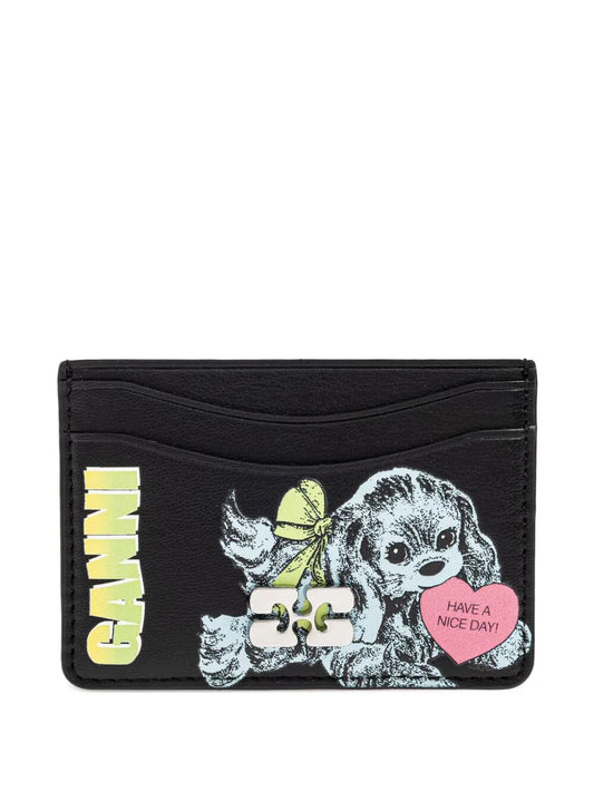 Ganni Card Holder Blue Dog