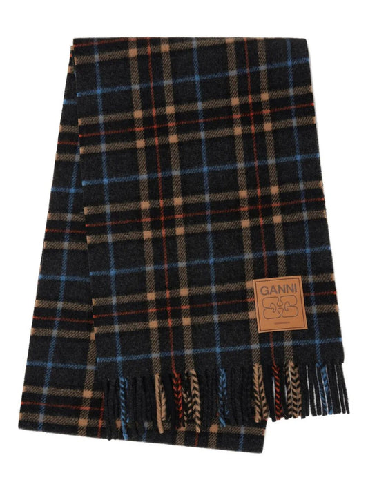 Double Face Wool Check Scarf