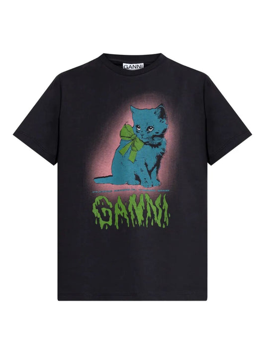 Basic Cotton Jersey Neon Kitty T-shirt