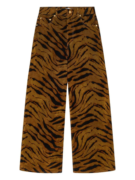 Printed Flock Denim Baggy Jeans