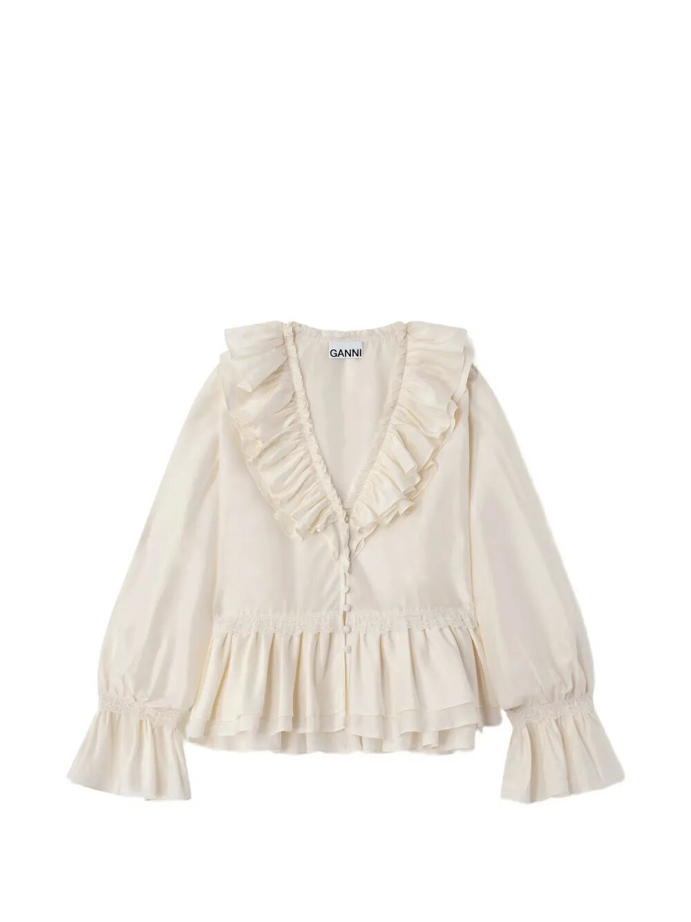 Viscose Silk Habotai Frill Blouse