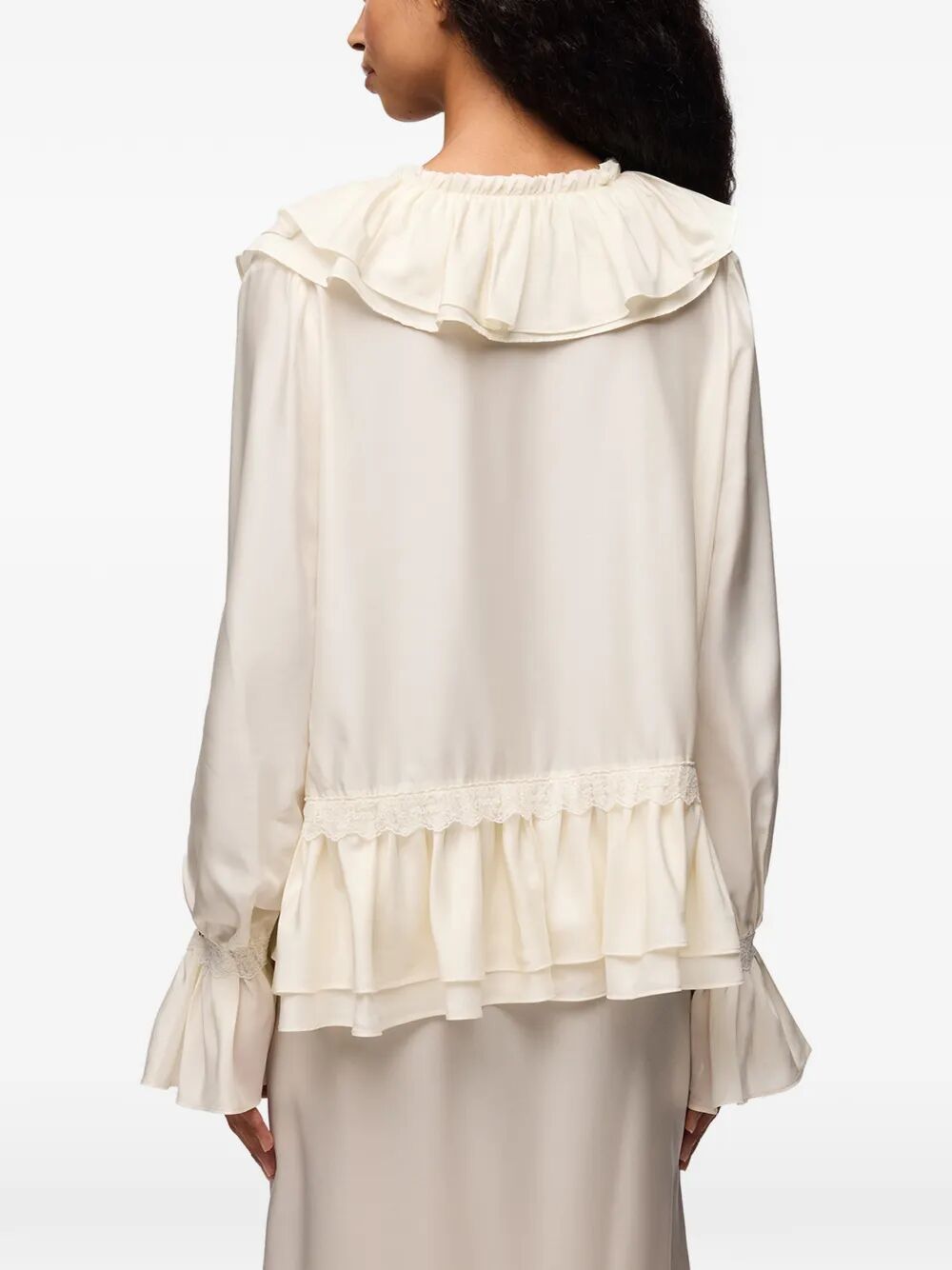 Viscose Silk Habotai Frill Blouse