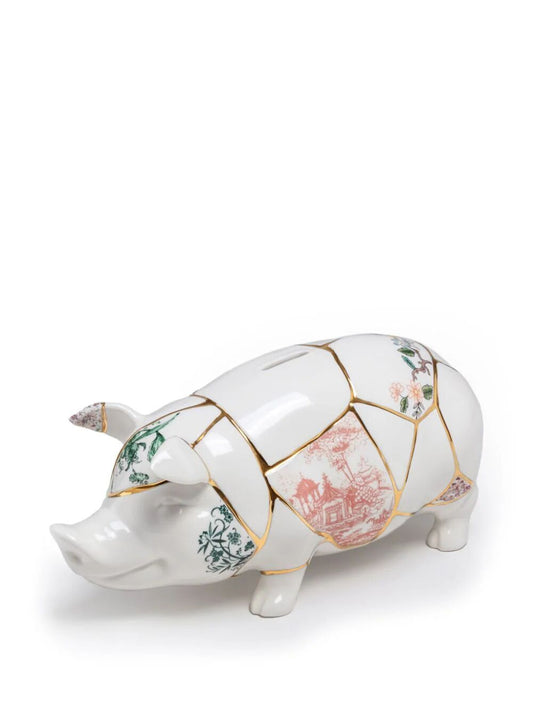SALVADANAIO IN PORCELLANA “KINTSUGI PIGGY BANK” CM 31.5 13H 14.5