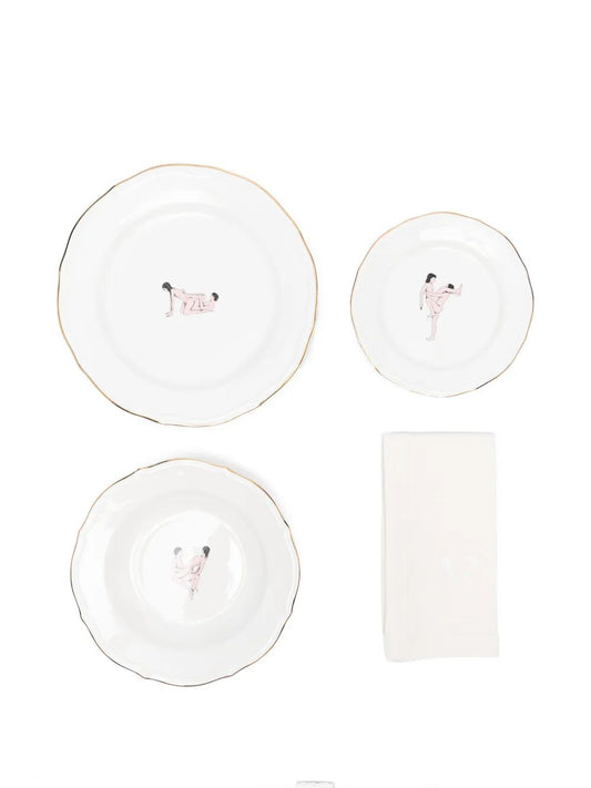 SET 3 PIATTI IN POR “SEIKANTAI5271"+ TOVGLIOLO IN LINO -INCLINED