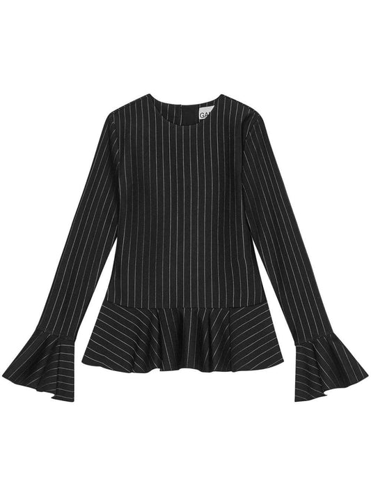 Compact Stripe Jersey Peplum Blouse