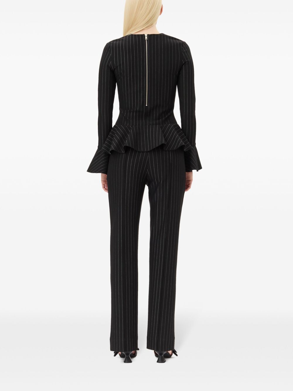 Compact Stripe Jersey Peplum Blouse