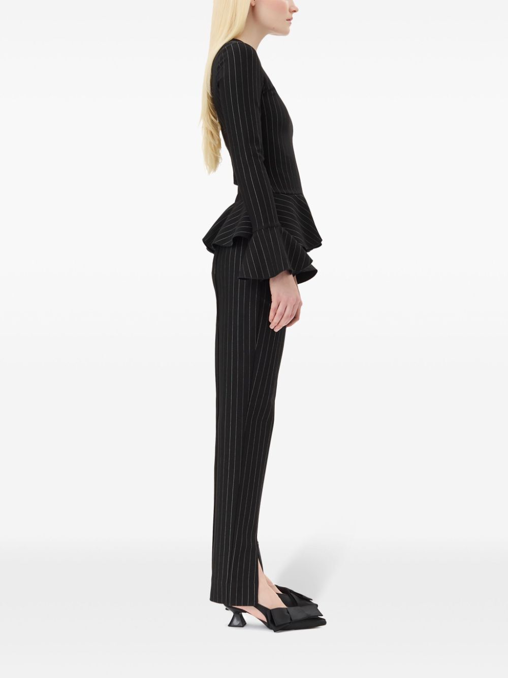 Compact Stripe Jersey Peplum Blouse