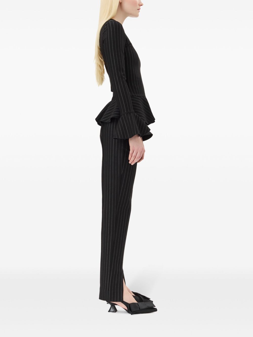Compact Stripe Jersey Mid Waist Pants