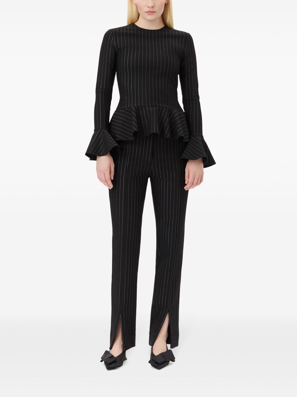 Compact Stripe Jersey Mid Waist Pants