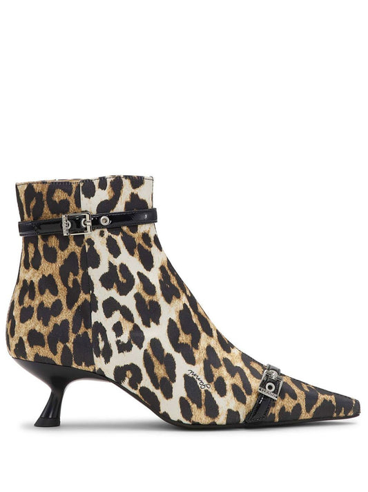 Eyelets Kitten Heel Boot Satin Print
