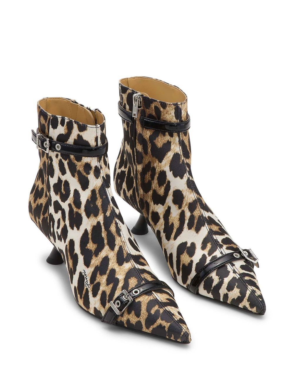 Eyelets Kitten Heel Boot Satin Print