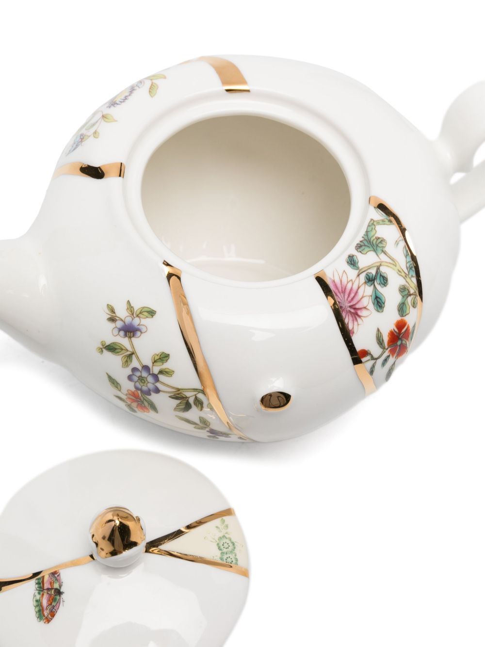 "KINTSUGI" TEIERA IN PORCELLANA E ORO  26X15,4 H. 10,9 CM