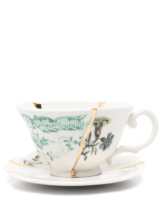 SET DA TE CON TAZZA E PIATTINO IN PORCELLANA E ORO "KINTSUGI" #3