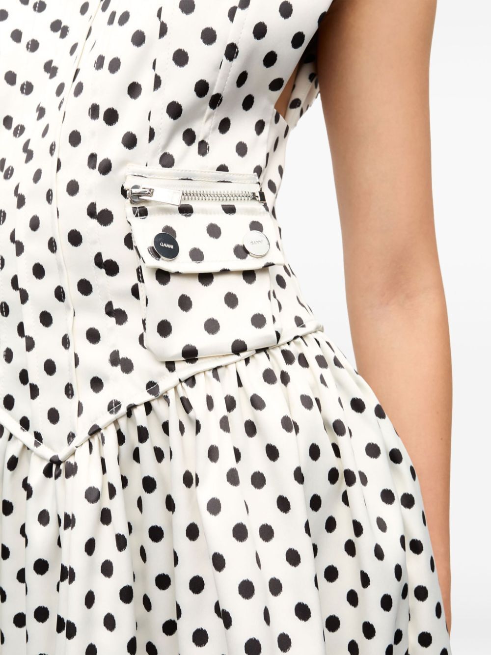 Printed Double Satin Corset Mini Dress