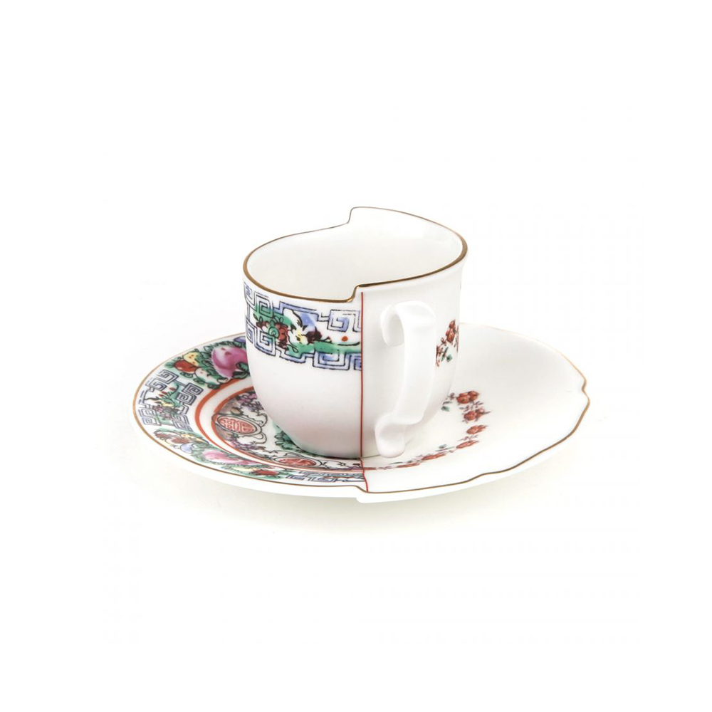 TAZZINA DA CAFFE` CON PIATTINO IN PORCELLANA  "HYBRID-TAMARA"