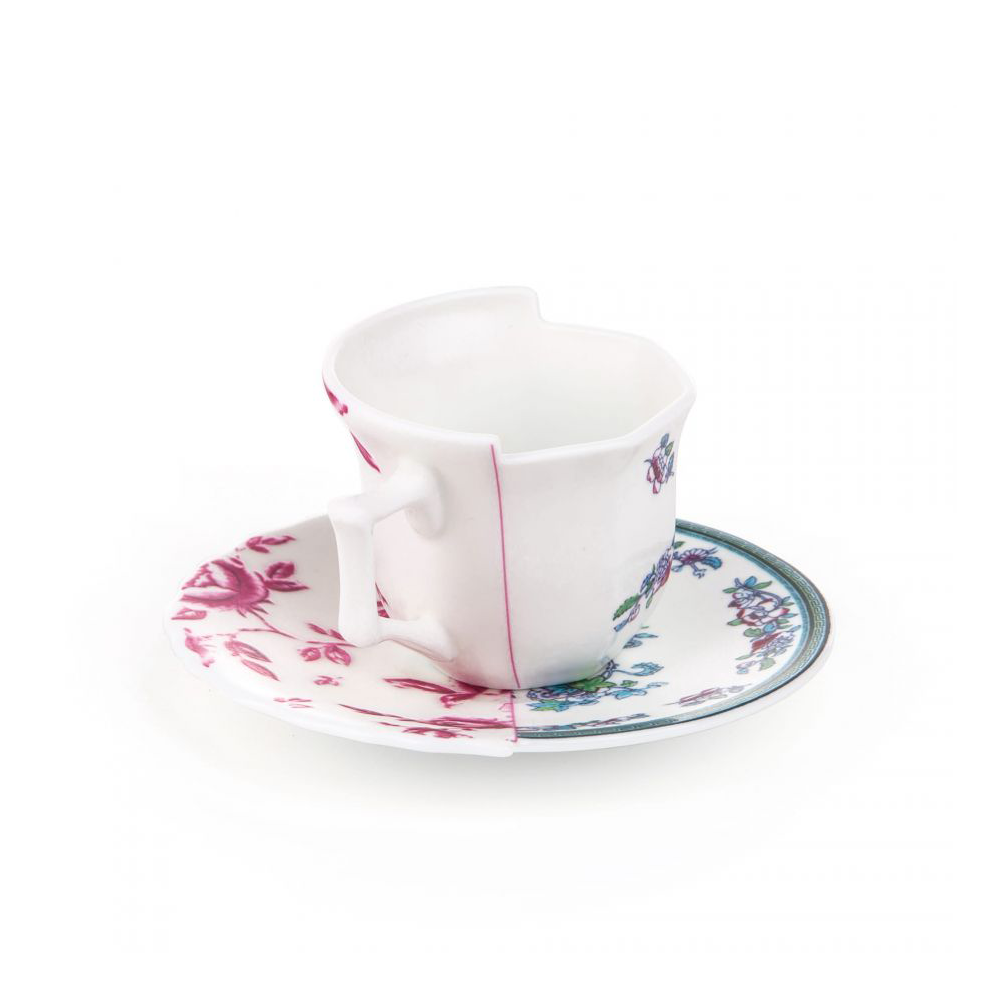 TAZZINA DA CAFFE` CON PIATTINO IN PORCELLANA  "HYBRID-LEONIA"