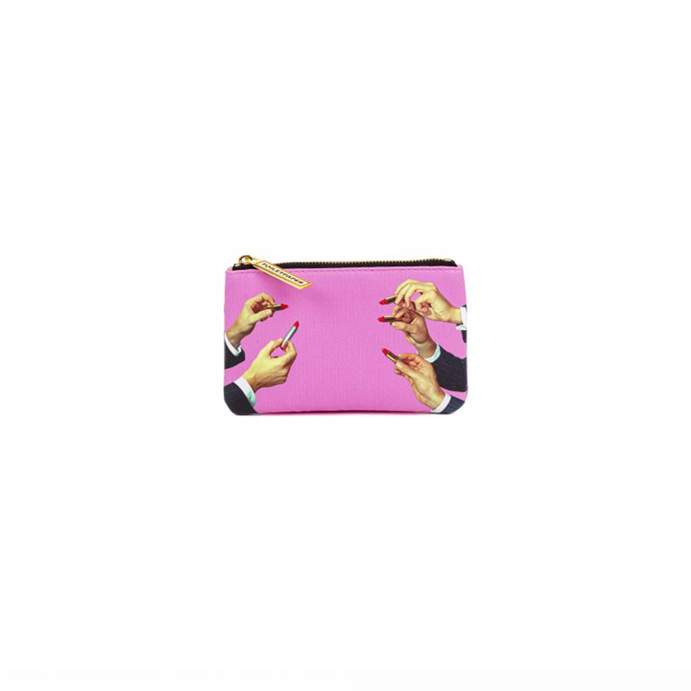 ASTUCCIO IN PU STAMPATO "TOILETPAPER" Cm. 15,5x9,5 - LIPSTICKS PINK
