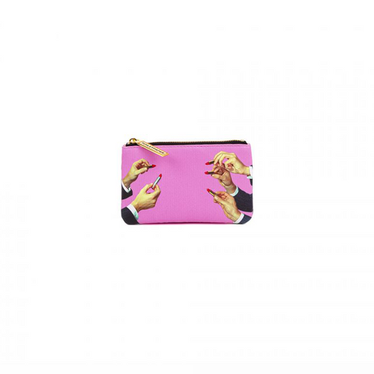 ASTUCCIO IN PU STAMPATO "TOILETPAPER" Cm. 15,5x9,5 - LIPSTICKS PINK