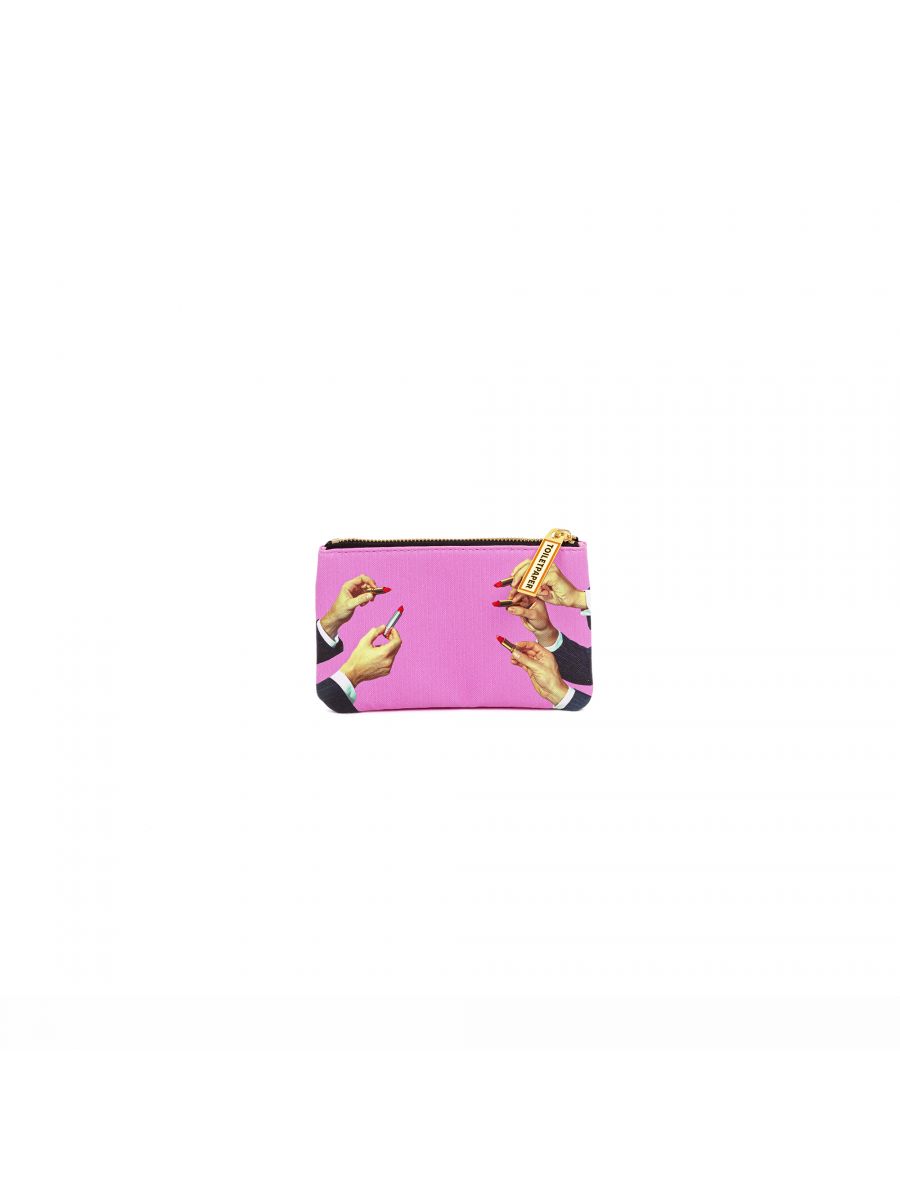 ASTUCCIO IN PU STAMPATO "TOILETPAPER" Cm. 15,5x9,5 - LIPSTICKS PINK