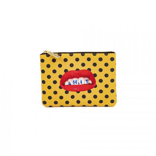 BUSTA COSMESI  IN PU STAMPATO "TOILETPAPER" Cm. 21x15,5 - SHIT