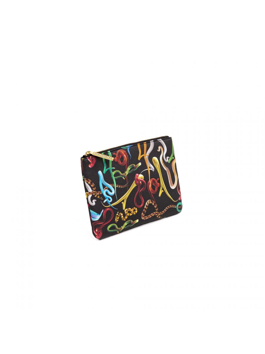 BUSTA COSMESI IN PU STAMPATO "TOILETPAPER" Cm. 21x15,5 - SNAKES