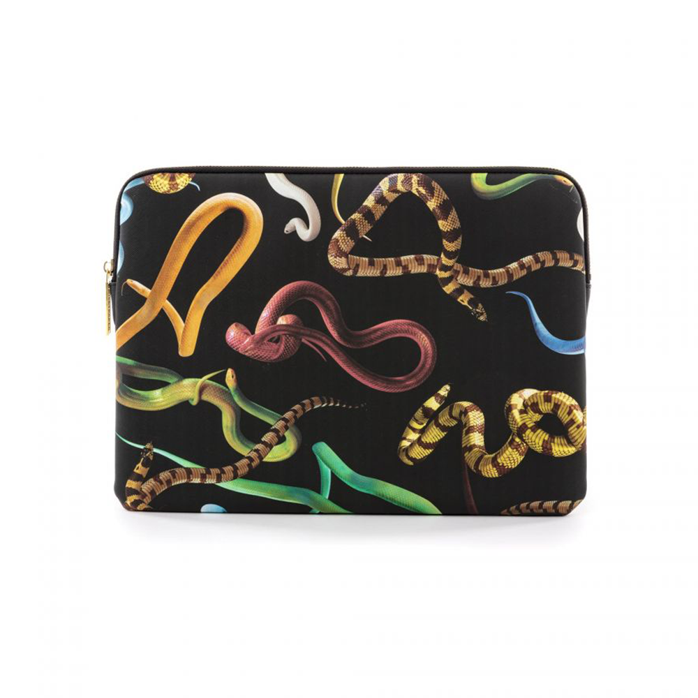 CUSTODIA LAPTOP IN PU STAMPATO "TOILETPAPER" Cm. 34,5x25x2 - SNAKES