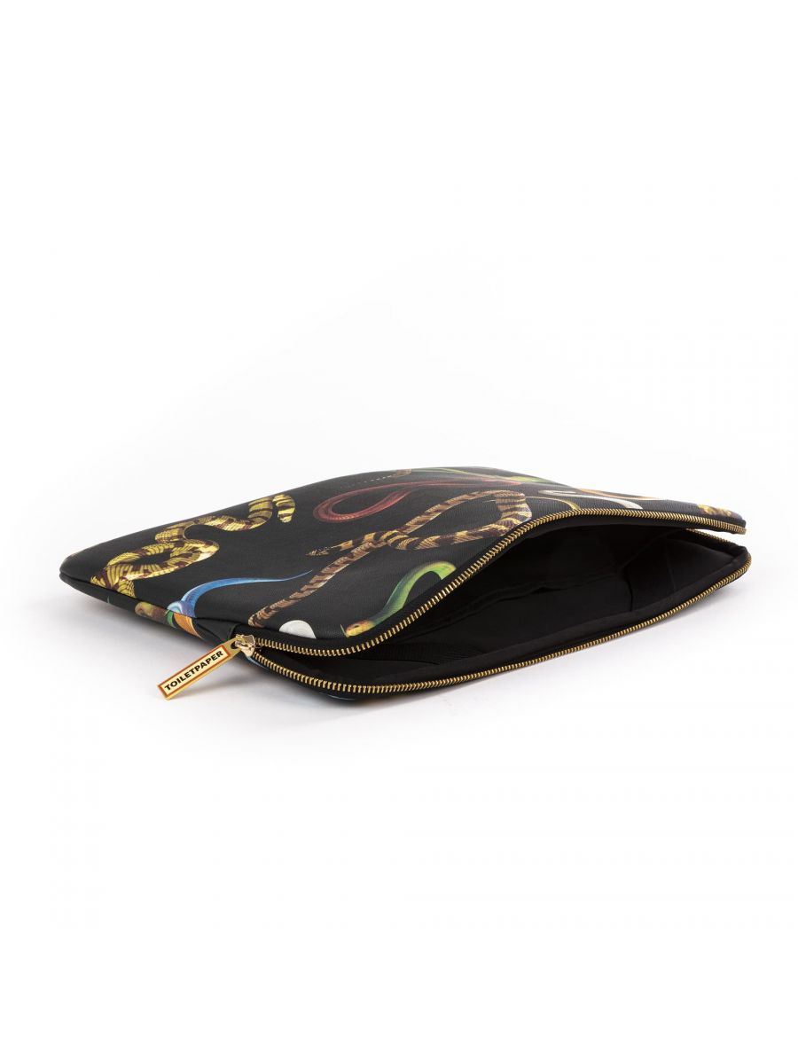 CUSTODIA LAPTOP IN PU STAMPATO "TOILETPAPER" Cm. 34,5x25x2 - SNAKES