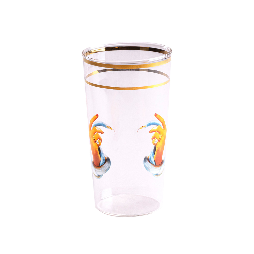 BICCHIERE IN VETRO - HANDS WITH SNAKES