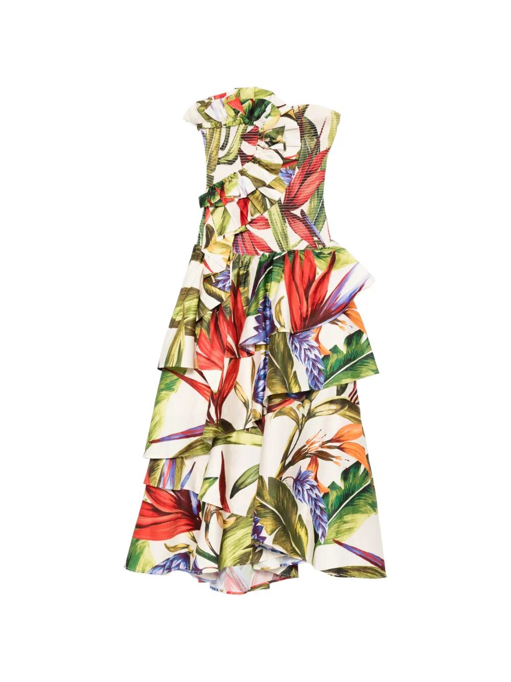 FLORART SAND STRAPLESS MAXI DRESS