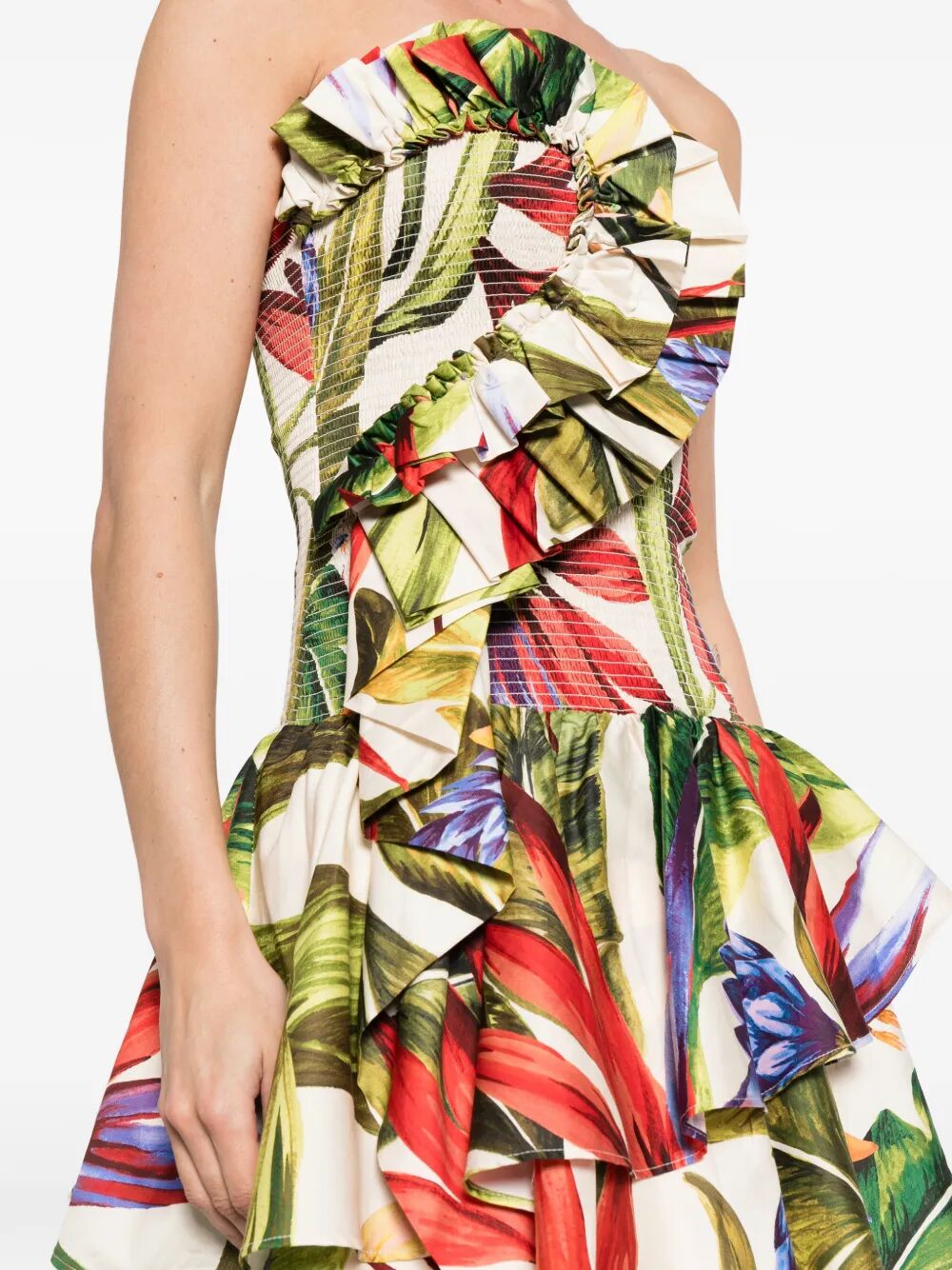FLORART SAND STRAPLESS MAXI DRESS