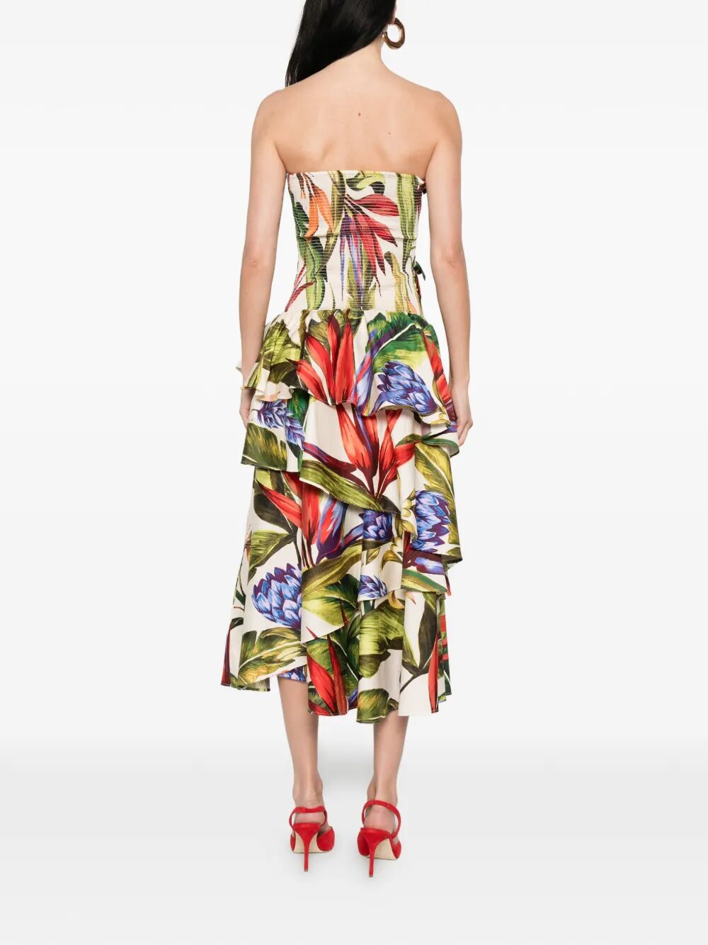 FLORART SAND STRAPLESS MAXI DRESS