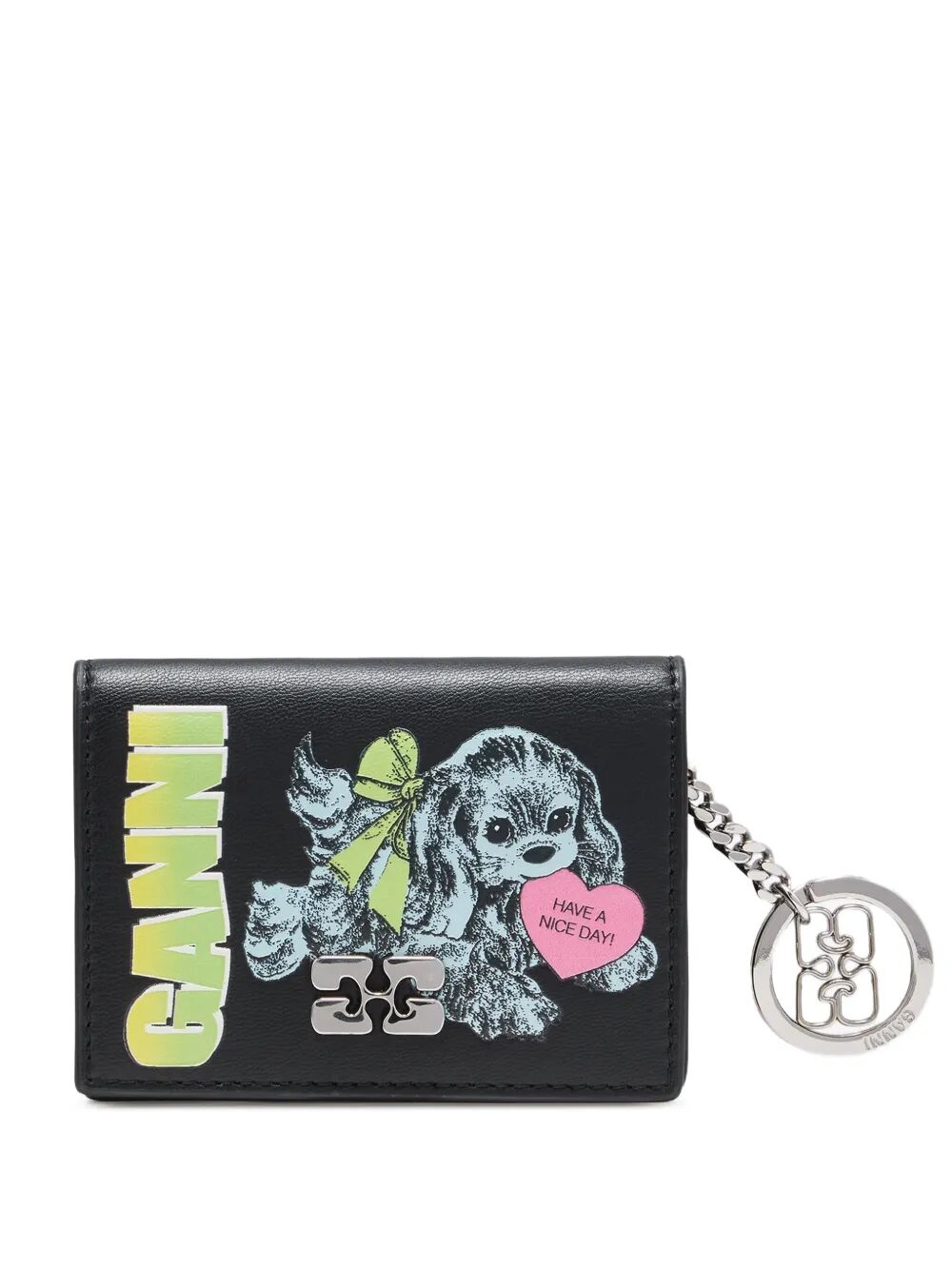 Ganni Card Holder With Flap Blue Dog