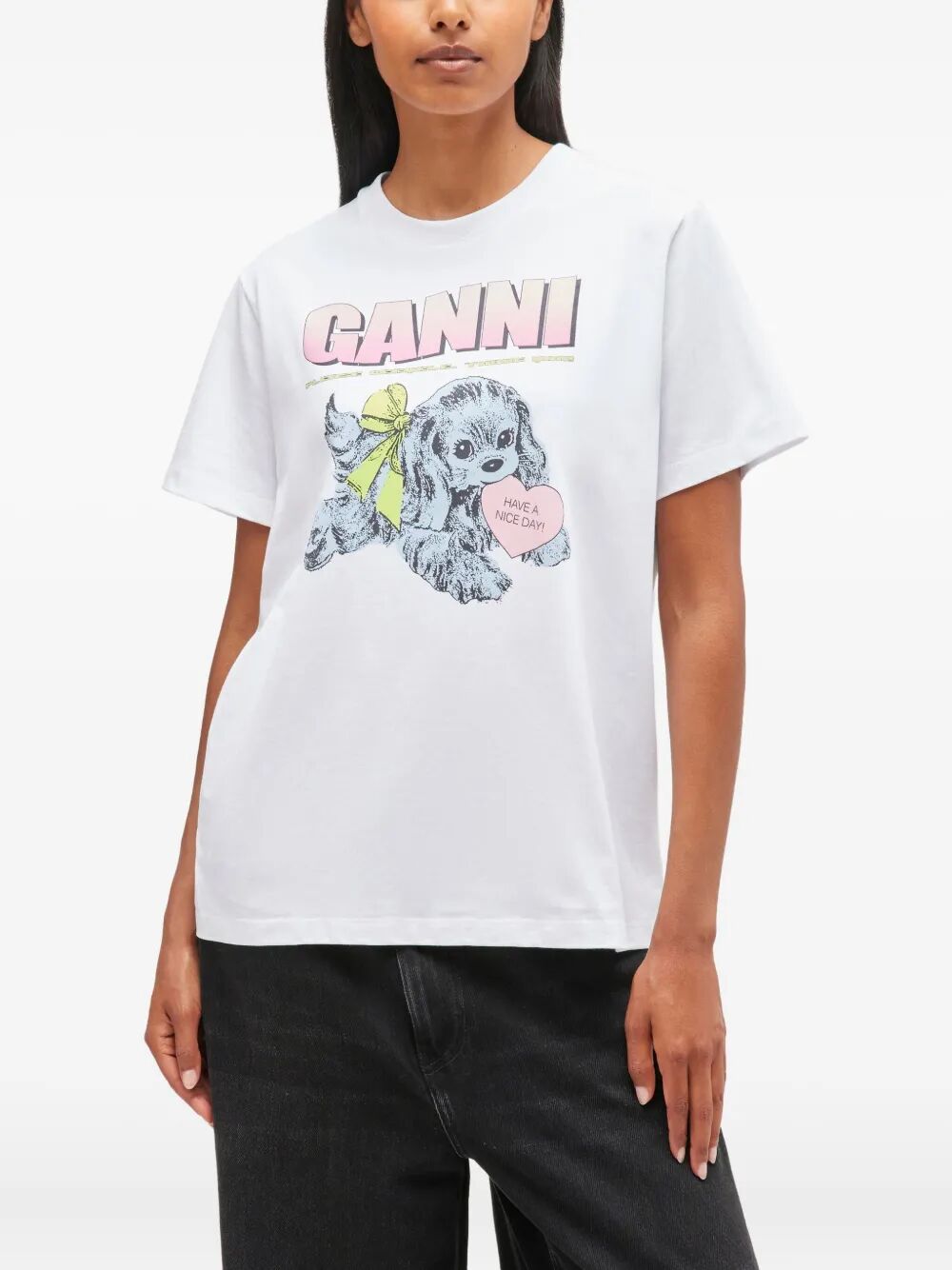 Basic Cotton Jersey Neon Puppy T-shirt