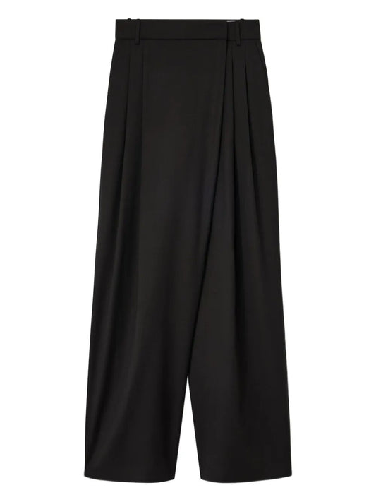 Calendered Wool Mid Waist Pants