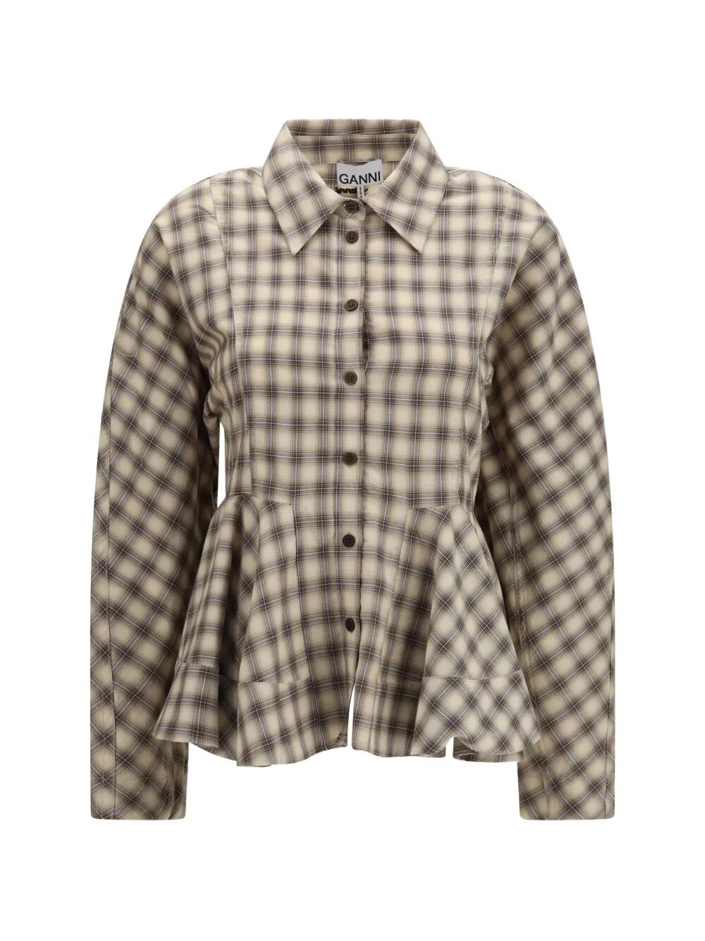 Light Check Flannel Peplum Shirt