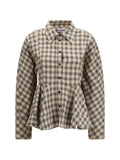 Light Check Flannel Peplum Shirt