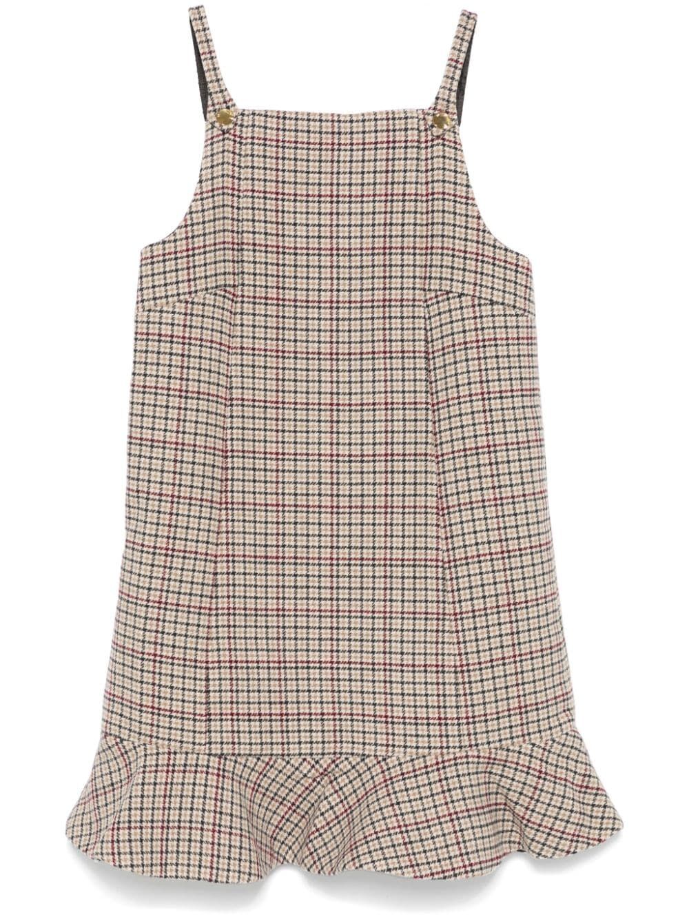 Check Wool Mix Mini Dress