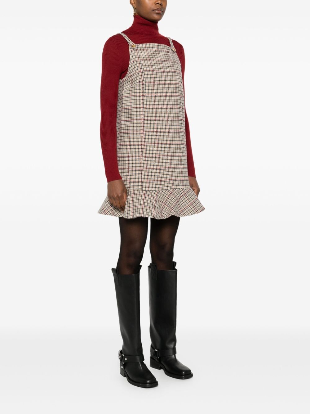 Check Wool Mix Mini Dress