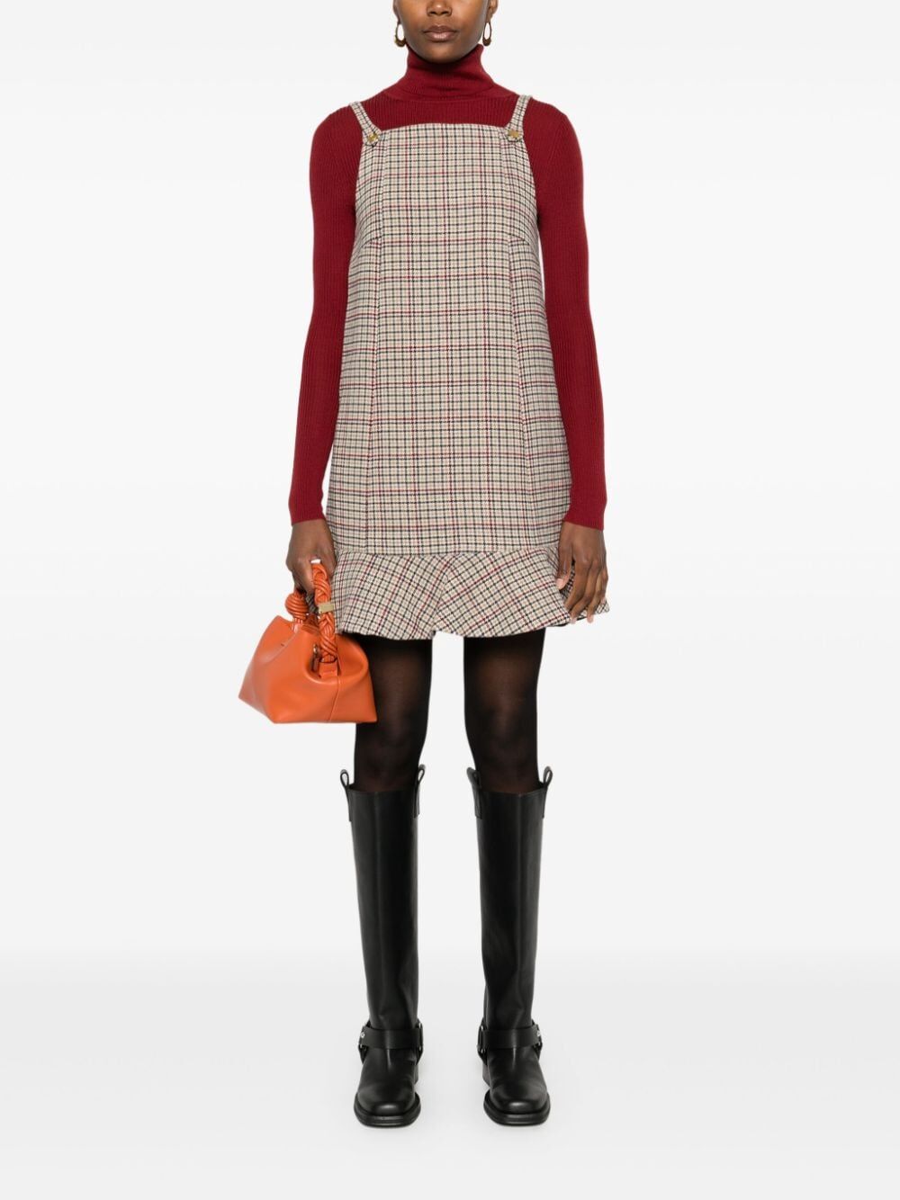 Check Wool Mix Mini Dress