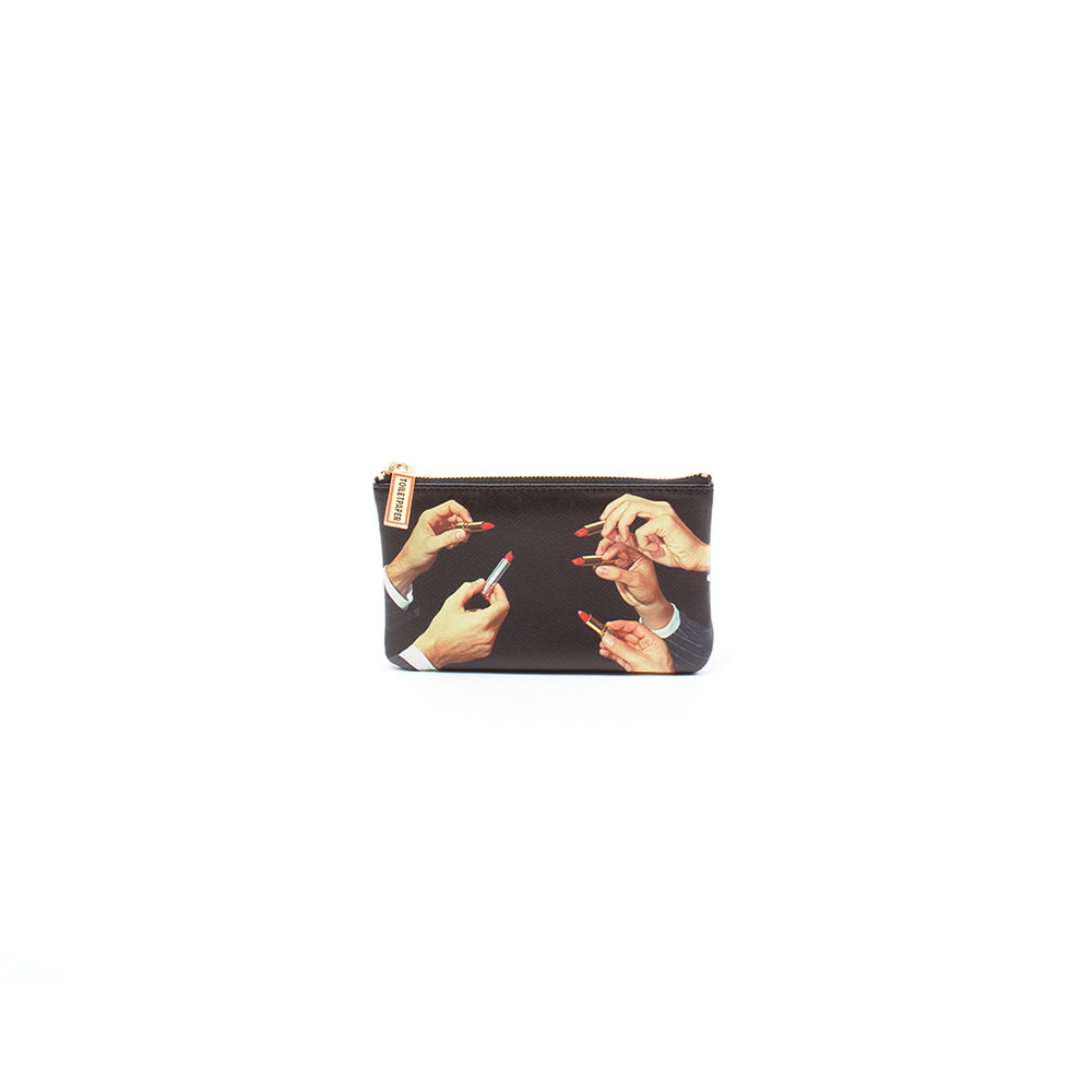 ASTUCCIO IN PU STAMPATO "TOILETPAPER" Cm. 15,5x9,5 - LIPSTICK BLACK