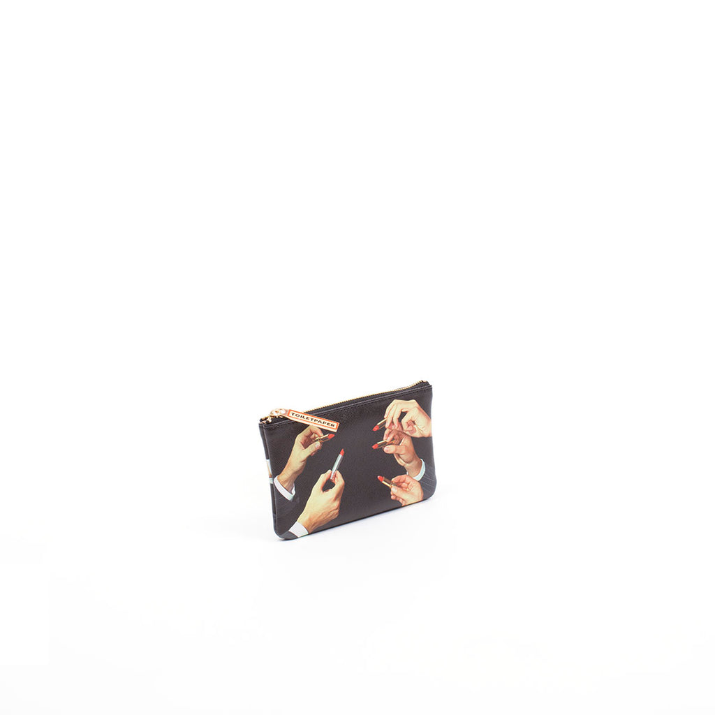 ASTUCCIO IN PU STAMPATO "TOILETPAPER" Cm. 15,5x9,5 - LIPSTICK BLACK