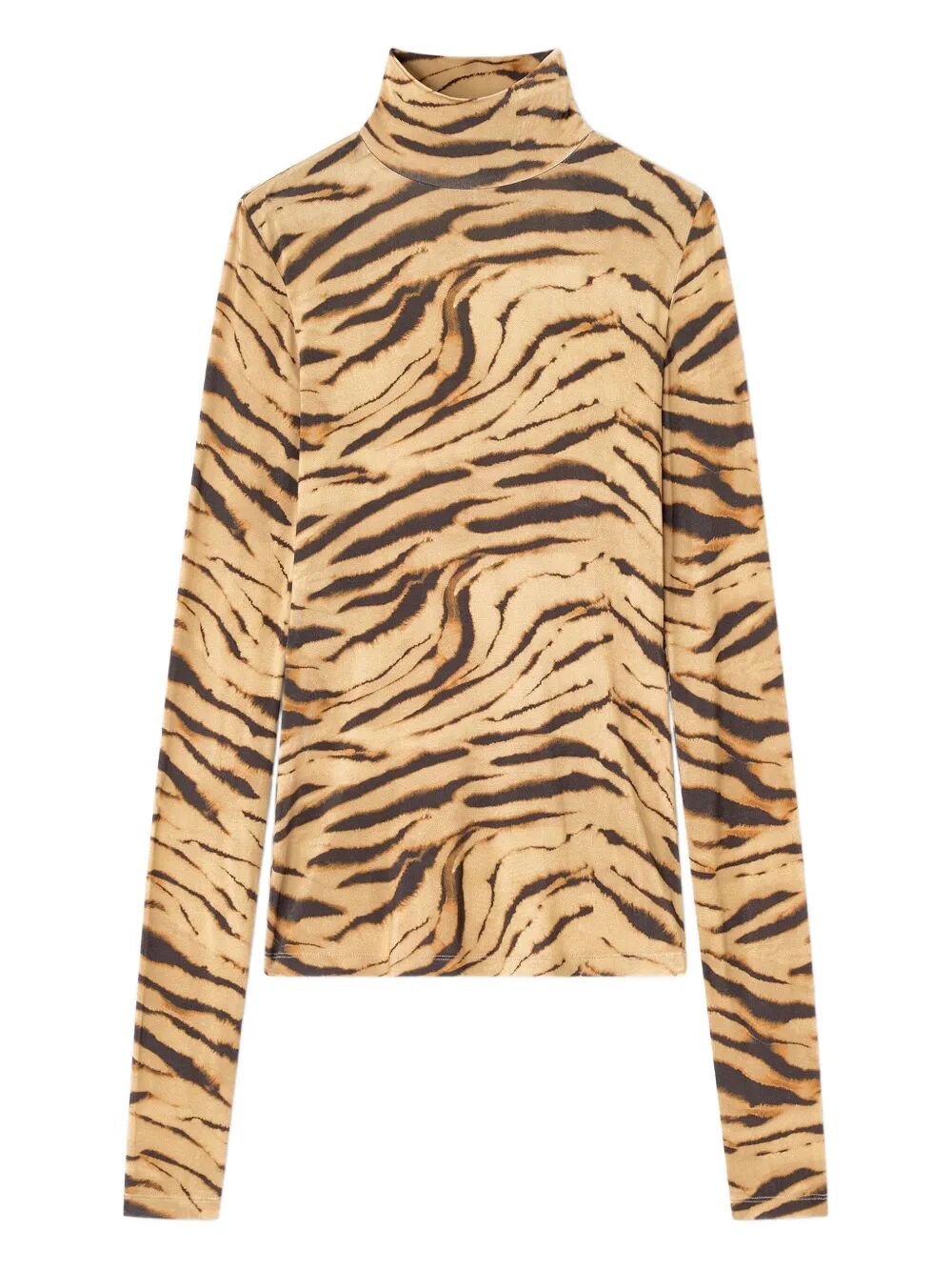 Printed Shiny Jersey Turtleneck