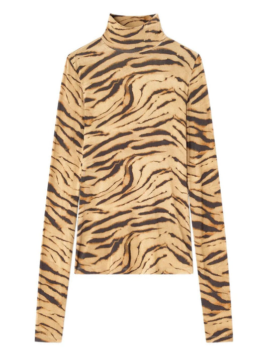 Printed Shiny Jersey Turtleneck