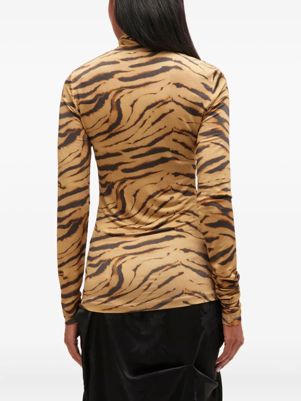 Printed Shiny Jersey Turtleneck