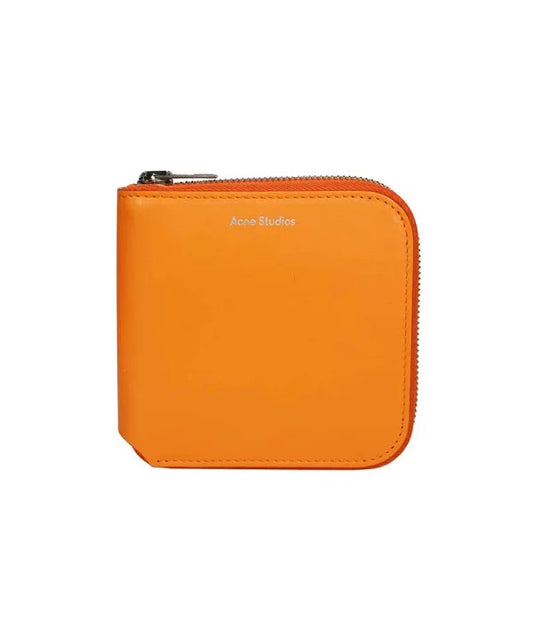 LOGO PRINT LEATHER ZIP AROUND WALLET