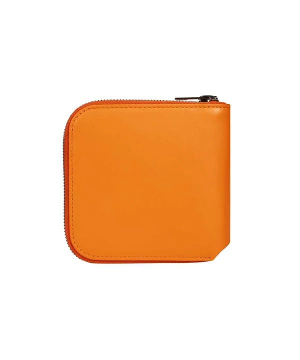 LOGO PRINT LEATHER ZIP AROUND WALLET