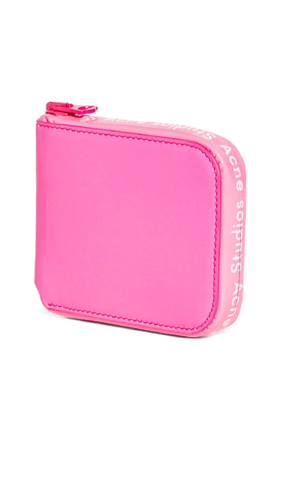 LOGO PRINT LEATHER ZIP AROUND WALLET